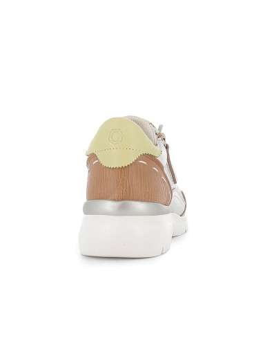 Deportiva piel cordones y cremallera mujer blanco