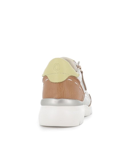 Deportiva piel cordones y cremallera mujer blanco