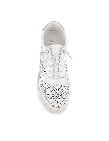 Zapato piel calados cordones elasticos piso dentado mujer blanco