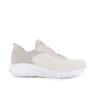Deportivas textil Slip-ins con cordones elasticos Memory Foam mujer blancas