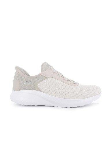 Deportivas textil Slip-ins con cordones elasticos Memory Foam mujer blancas