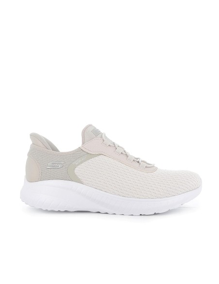 Deportivas textil Slip-ins con cordones elasticos Memory Foam mujer blancas