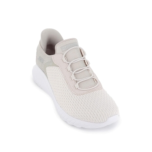 Deportivas textil Slip-ins con cordones elasticos Memory Foam mujer blancas 2