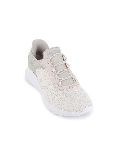 Deportivas textil Slip-ins con cordones elasticos Memory Foam mujer blancas