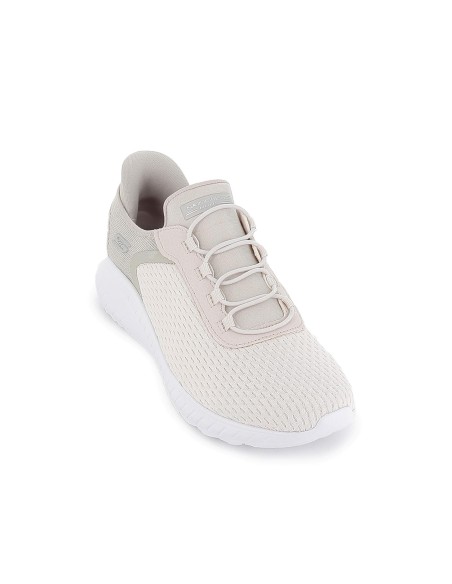 Deportivas textil Slip-ins con cordones elasticos Memory Foam mujer blancas