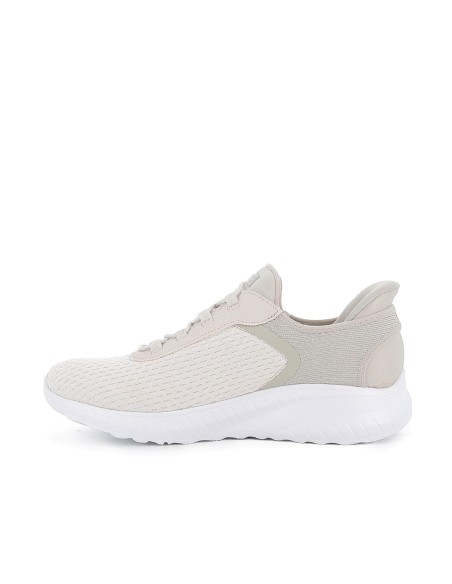 Deportivas textil Slip-ins con cordones elasticos Memory Foam mujer blancas