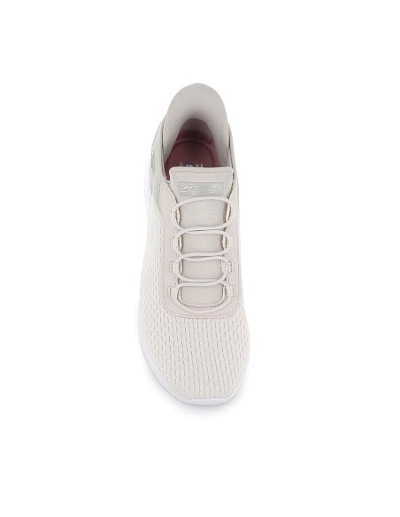 Deportivas textil Slip-ins con cordones elasticos Memory Foam mujer blancas
