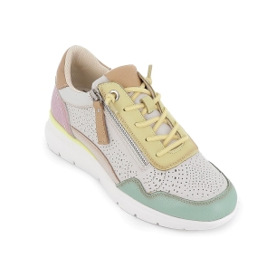 Deportiva piel cordones y cremallera mujer marfil 2