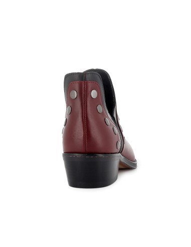 Botines abiertos piel napa diseño tachas y vivos con tacon 4 cm mujer rojo