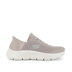 Zapato malla knit y cordones elásticos taupe mujer