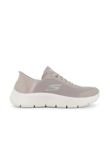 Zapato malla knit y cordones elásticos taupe mujer