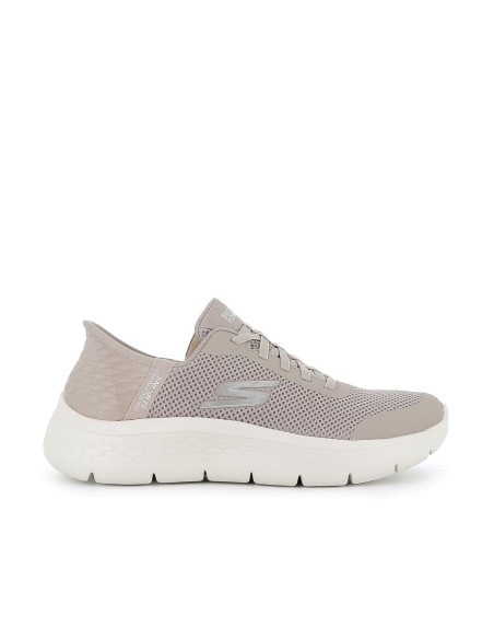 Zapato malla knit y cordones elásticos taupe mujer