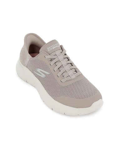 Zapato malla knit y cordones elásticos taupe mujer