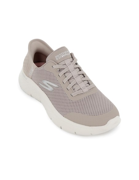 Zapato malla knit y cordones elásticos taupe mujer