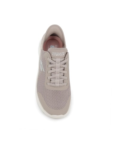 Zapato malla knit y cordones elásticos taupe mujer
