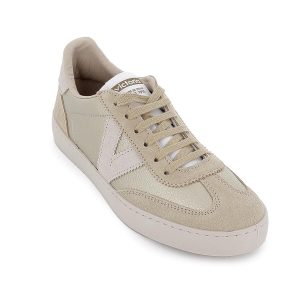 Deportiva piel y serraje con plantilla y cordones mujer dorado 2