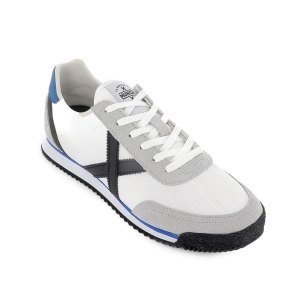 Deportiva cordones serraje y nylon hombre blanco 2