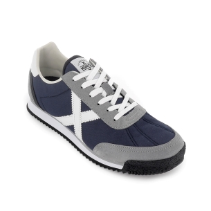 Deportiva cordones serraje y nylon hombre azul 2