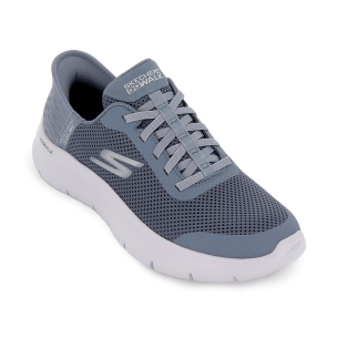 Zapato malla knit y cordones elásticos azul mujer 2