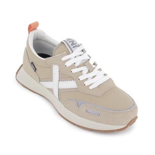 Sneakers con cordones piel ante y nylon beige hombre 2
