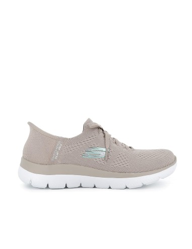 Zapatilla vegana con cordones y slip-ins mujer taupe