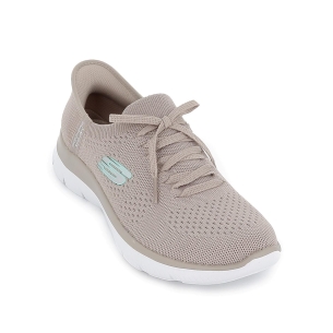 Zapatilla vegana con cordones y slip-ins mujer taupe 2