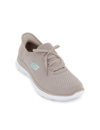 Zapatilla vegana con cordones y slip-ins mujer taupe