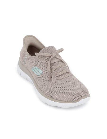 Zapatilla vegana con cordones y slip-ins mujer taupe