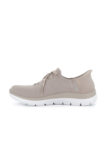 Zapatilla vegana con cordones y slip-ins mujer taupe