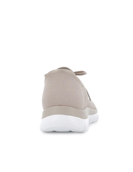 Zapatilla vegana con cordones y slip-ins mujer taupe