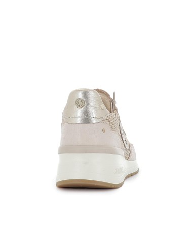 Deportiva piel combi rafia cuña mujer beige