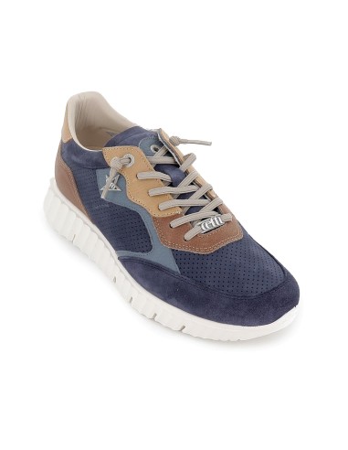 Deportivo piel calados piso ligero y flexible hombre azul