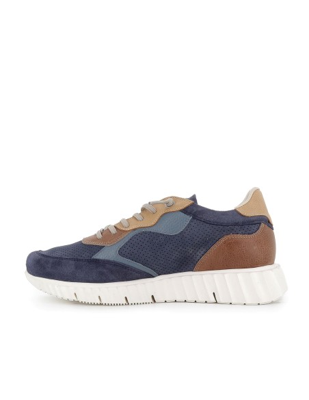 Deportivo piel calados piso ligero y flexible hombre azul