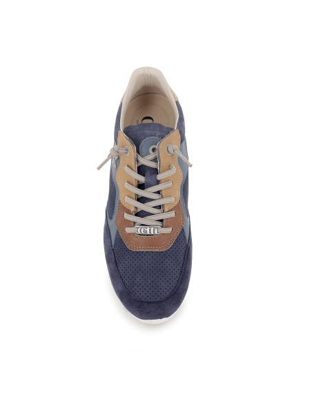 Deportivo piel calados piso ligero y flexible hombre azul