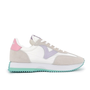 Deportivas nylon y serraje cordones mujer gris