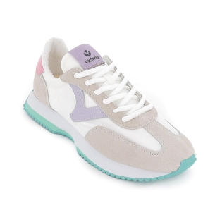 Deportivas nylon y serraje cordones mujer gris 2