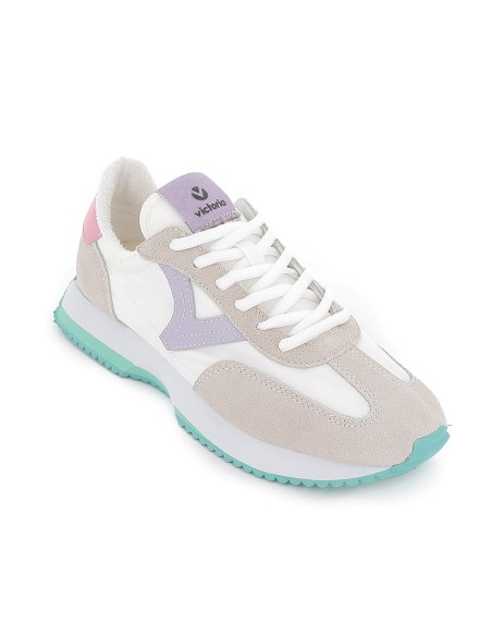 Deportivas nylon y serraje cordones mujer gris