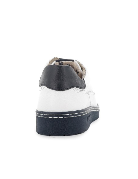 Deportivos piel contraste detalles azules hombre blanco