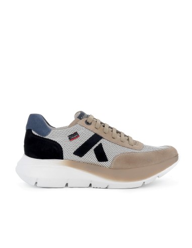 Deportivo piel y nylon suela amortiguadora hombre beige