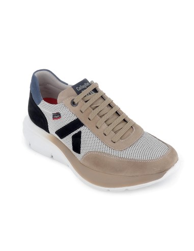 Deportivo piel y nylon suela amortiguadora hombre beige