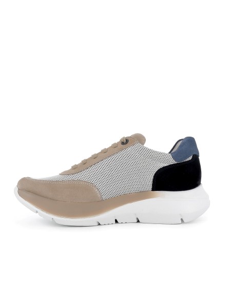 Deportivo piel y nylon suela amortiguadora hombre beige