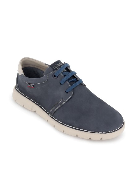 Zapato cordones piel natural ligero hombre amortiguable azul