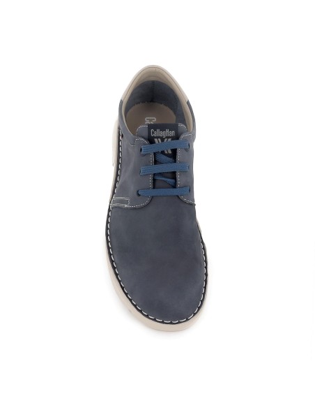 Zapato cordones piel natural ligero hombre amortiguable azul