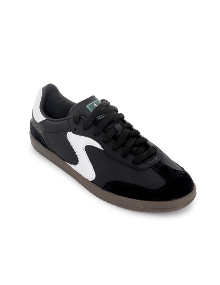 Deportiva piel con cordones contraste blanco con negro hombre