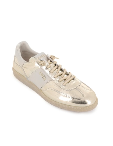 Deportiva piel piso caramelo mujer dorada