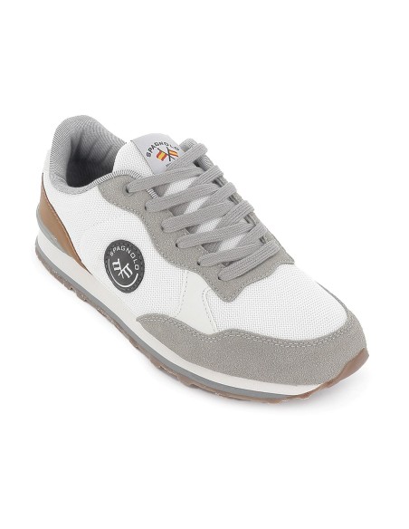 Deportiva vestir combinado suela plana hombre blanco