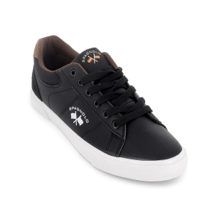 Deportivo tipo tenis collarin acolchado plano hombre negro 2