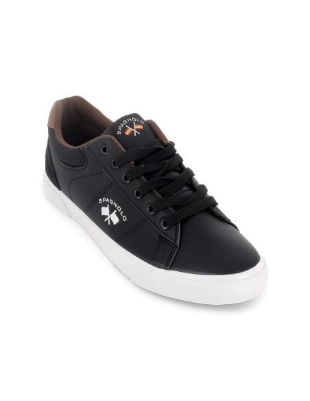 Deportivo tipo tenis collarin acolchado plano hombre negro