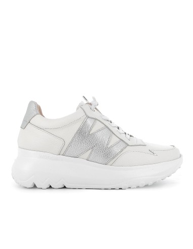 Deportiva piel cordones elasticos mujer blanco