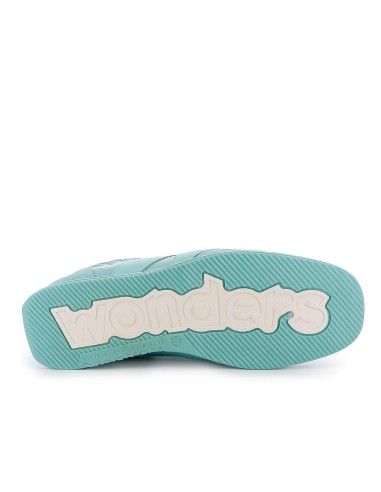 Deportiva piel y nylon cordones elasticos plana mujer azul